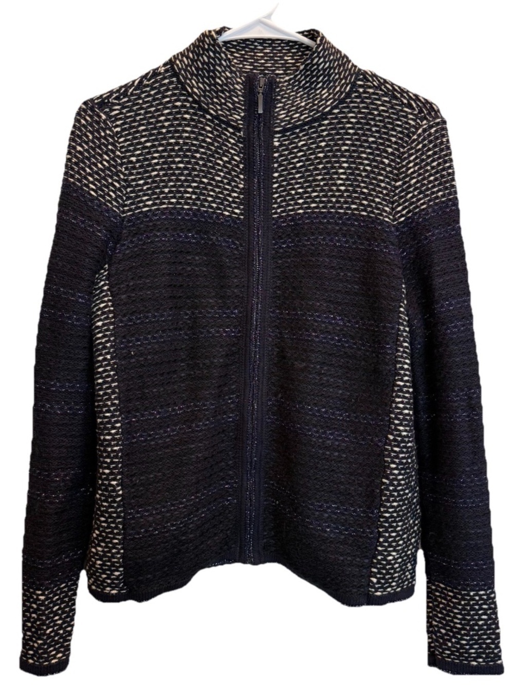 Chicos Tasha Tweed Blue And Silver Size 1